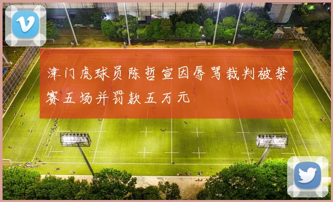 津门虎球员陈哲宣因辱骂裁判被禁赛五场并罚款五万元