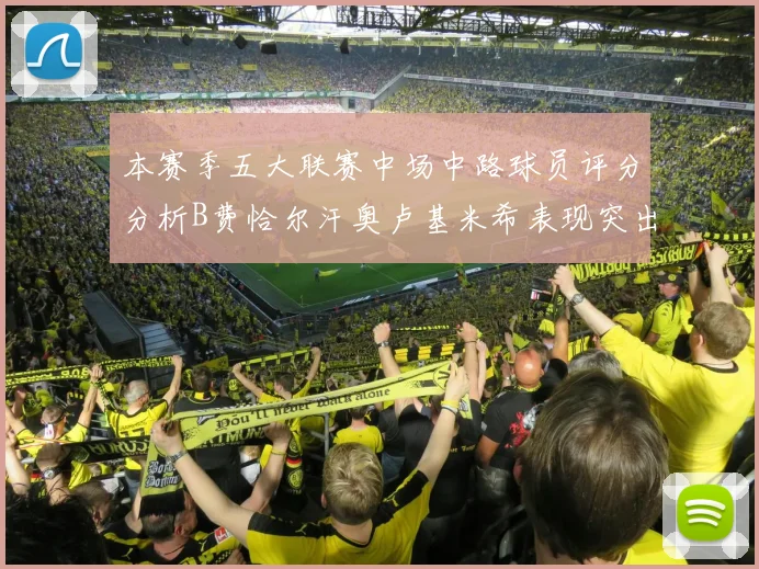 本赛季五大联赛中场中路球员评分分析B费恰尔汗奥卢基米希表现突出